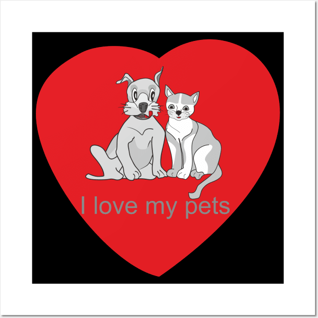 I love my pets Wall Art by Alekvik